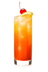 Tequila Sunrise Alcoholic Cocktail drink on White